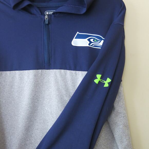 NFL COMBINE AUTHENTIC Seattle Seahawks Hoodie Youth XL 1/4 Zip Blue Football - Picture 3 of 7